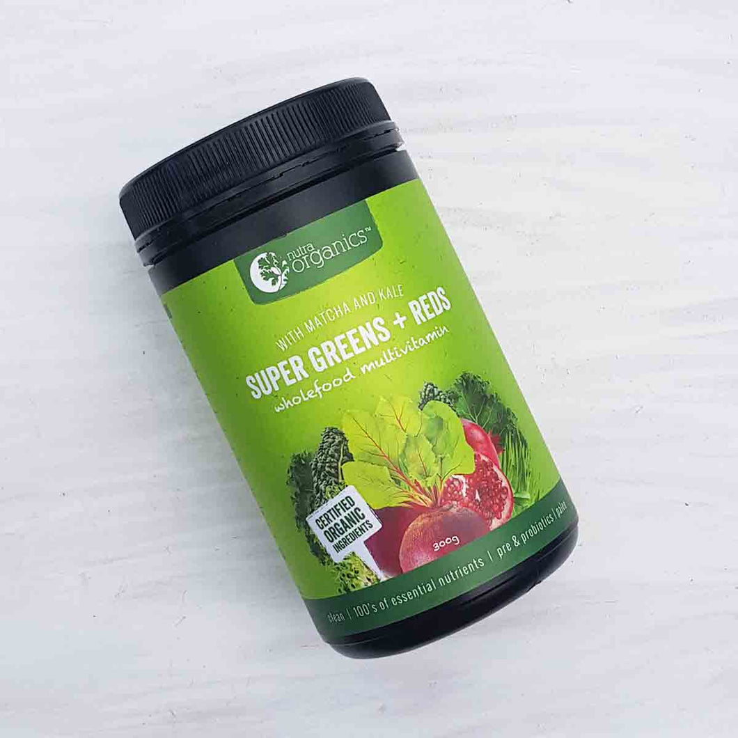 Nutra Organics Super Greens + Reds Powder (300g)